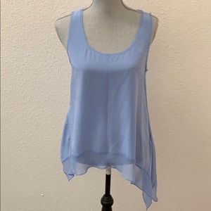 Elizabeth and James Blue silk top XS sleeveless tiny flaw see photos RARE HTF